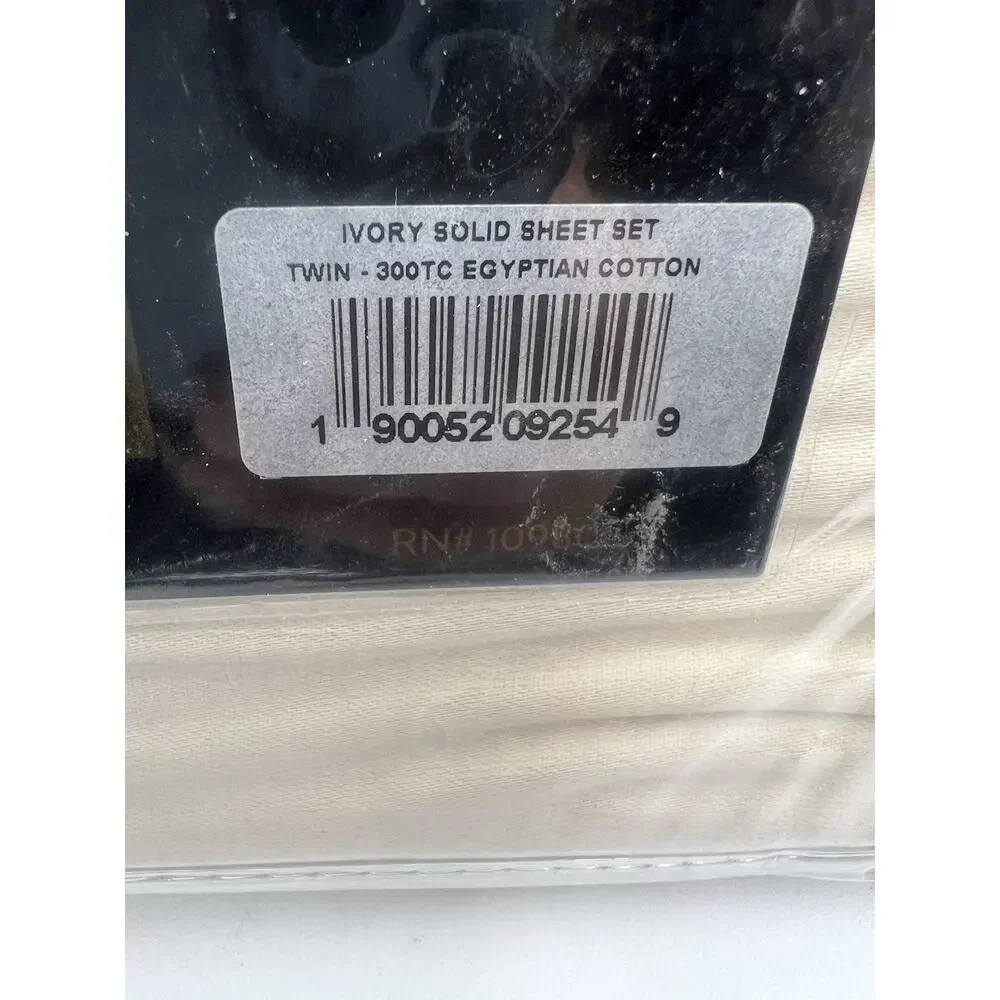 Superior Twin Ivory Sheet Set 300TC Egyptian Cotton Deep Pocket Bedding